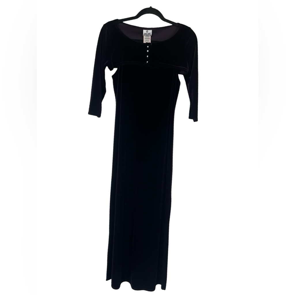 Jalate Dark Purple Velvet Maxi Dress W Removable Shrug